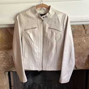 Arden B cream/off-white leather jacket